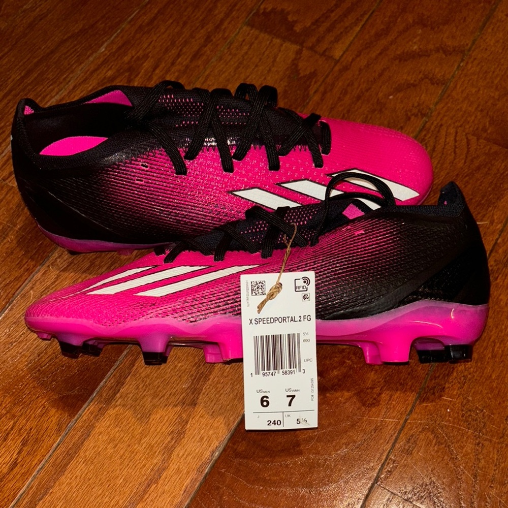 Adidas Pink and Black Soccer Cleats